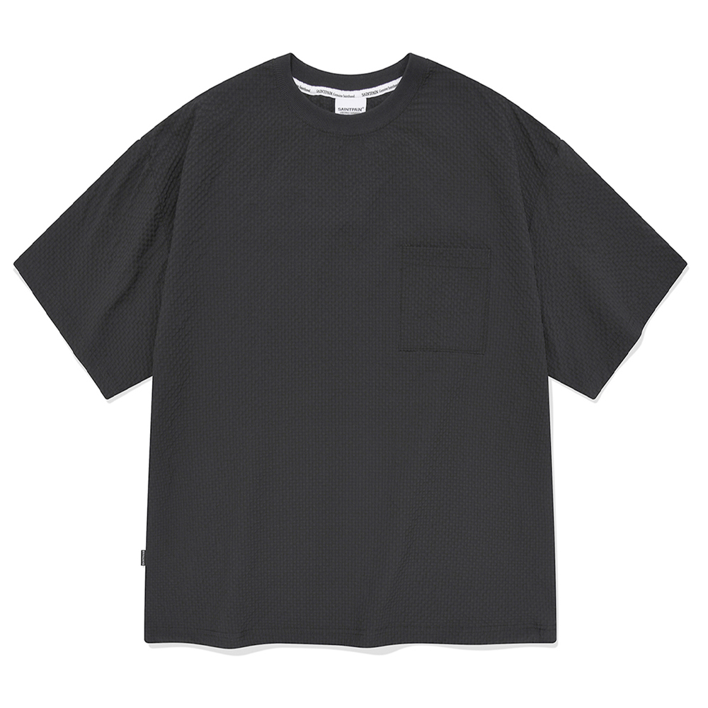 SP 시어서커 포켓 티셔츠-블랙
