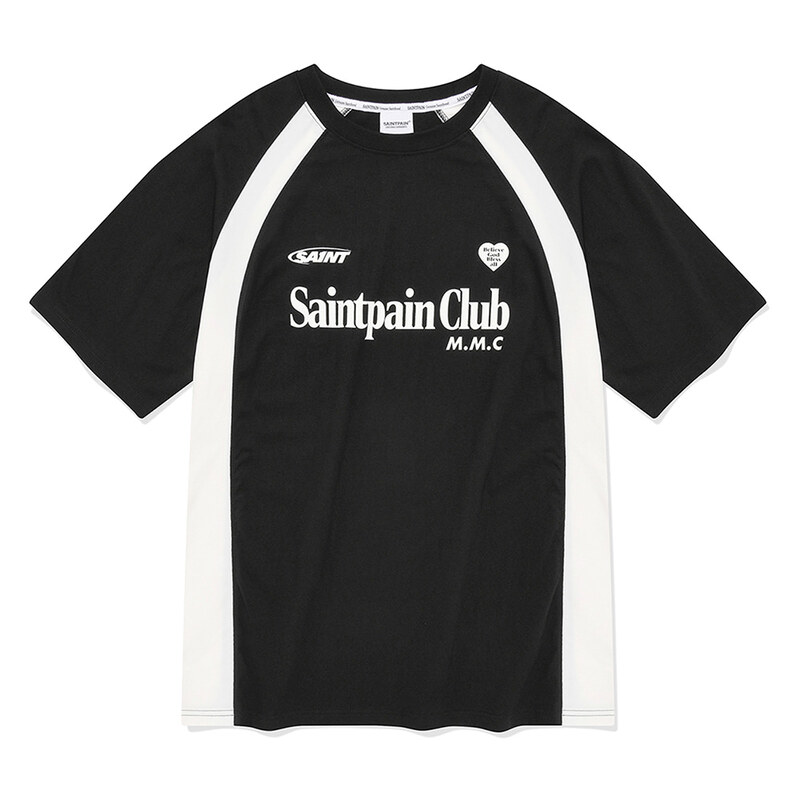 SP 하트 로고 엠블럼 라인 티셔츠-블랙