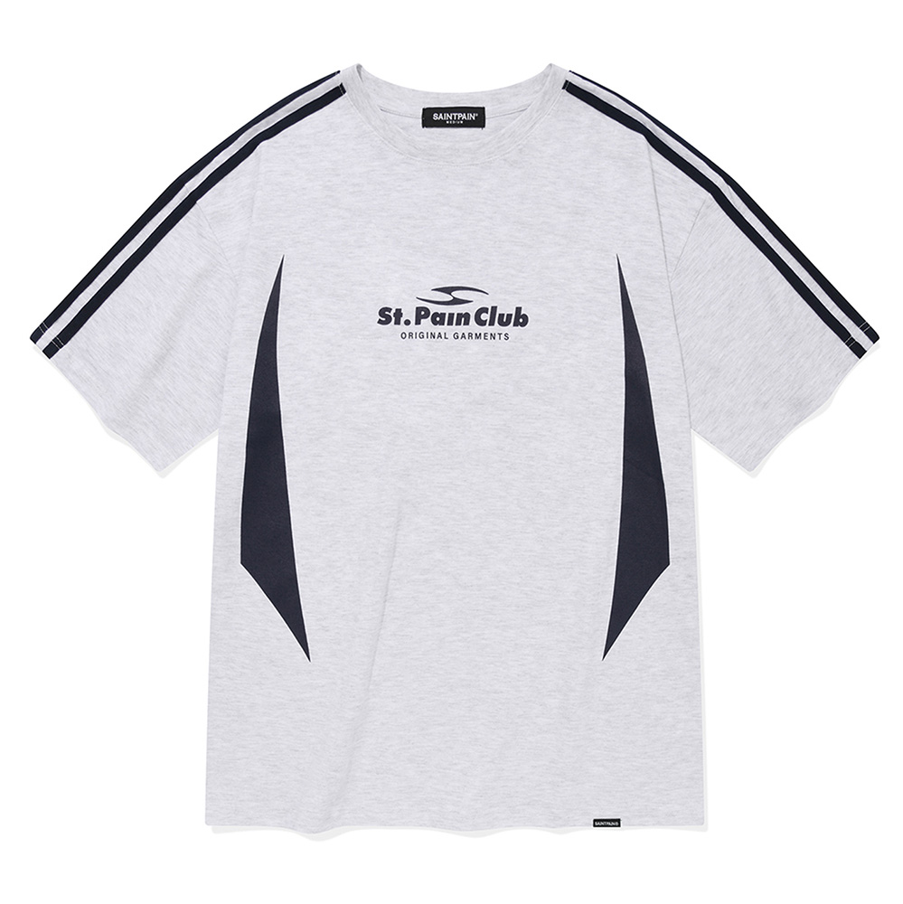 SP 서클 로고 엠블럼 라인 티셔츠-에쉬멜란지