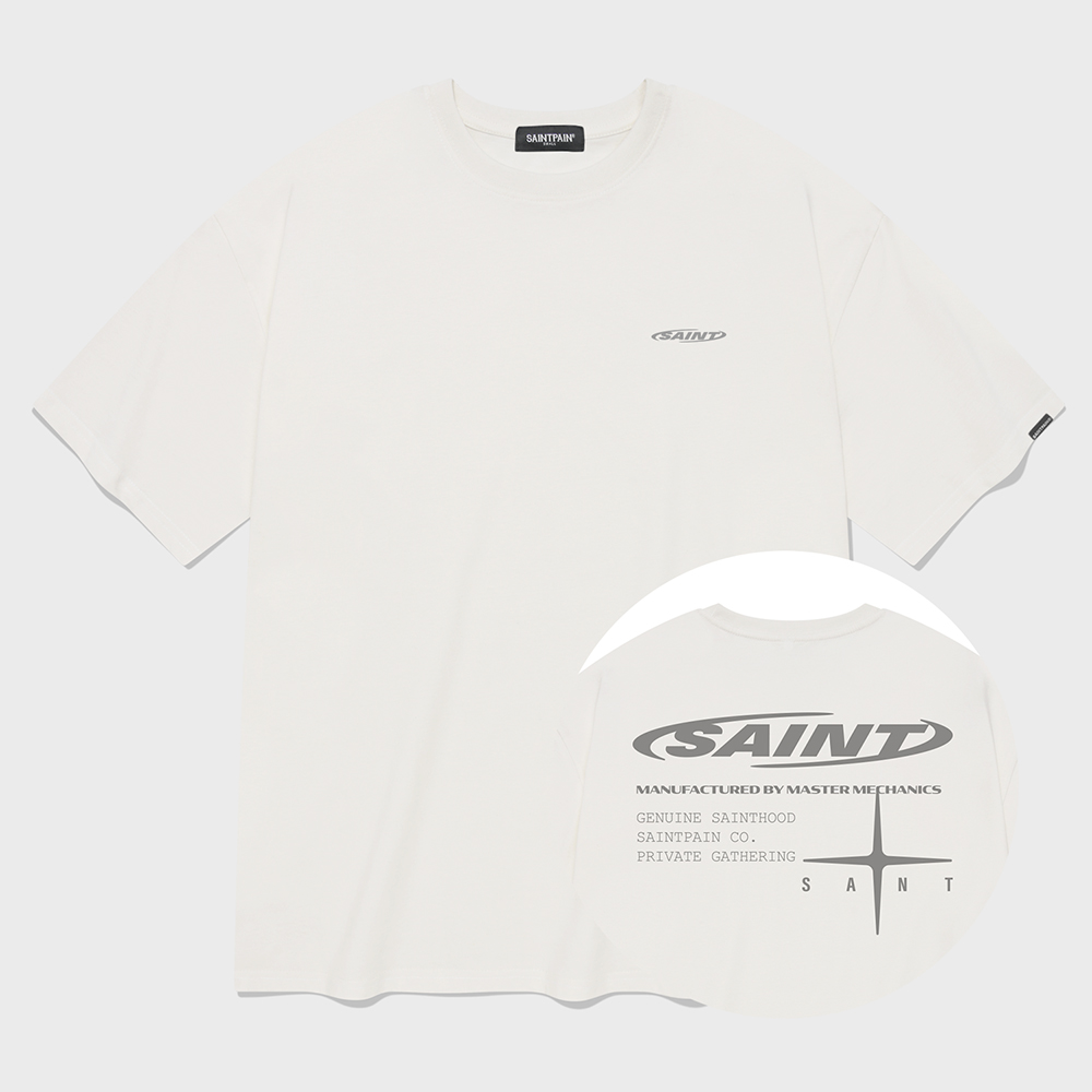 SP 피그먼트 서클 세인트 티셔츠-크림
