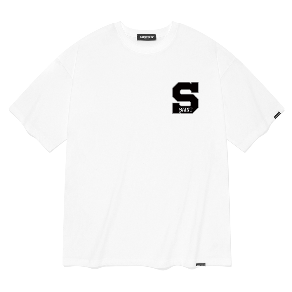 세인트페인 이니셜 반팔 티셔츠-화이트