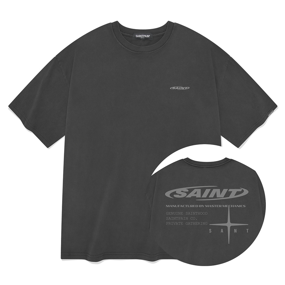 SP 피그먼트 서클 세인트 티셔츠-차콜