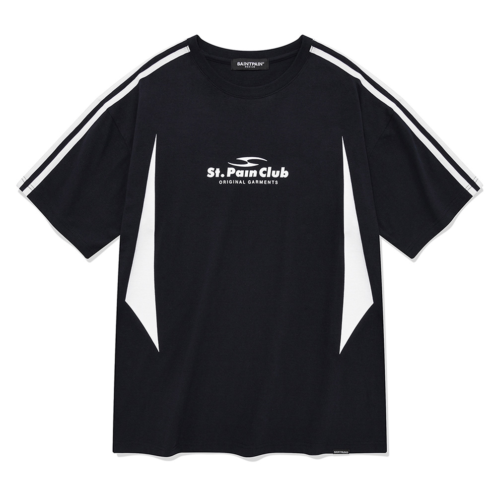 세인트페인 서클 로고 엠블럼 라인 티셔츠-네이비