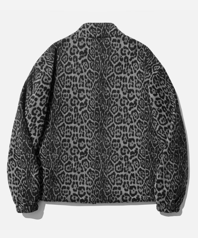 SP Leopard Fleece Zip Up Jacket-Gray