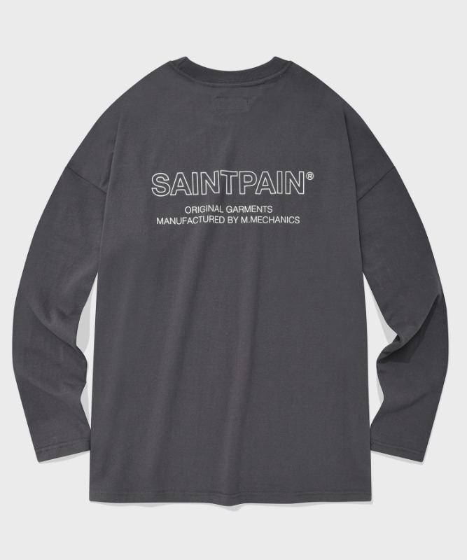 SP OVER FIT OUT LINE LOGO LONG SLEEVE-CHARCOAL