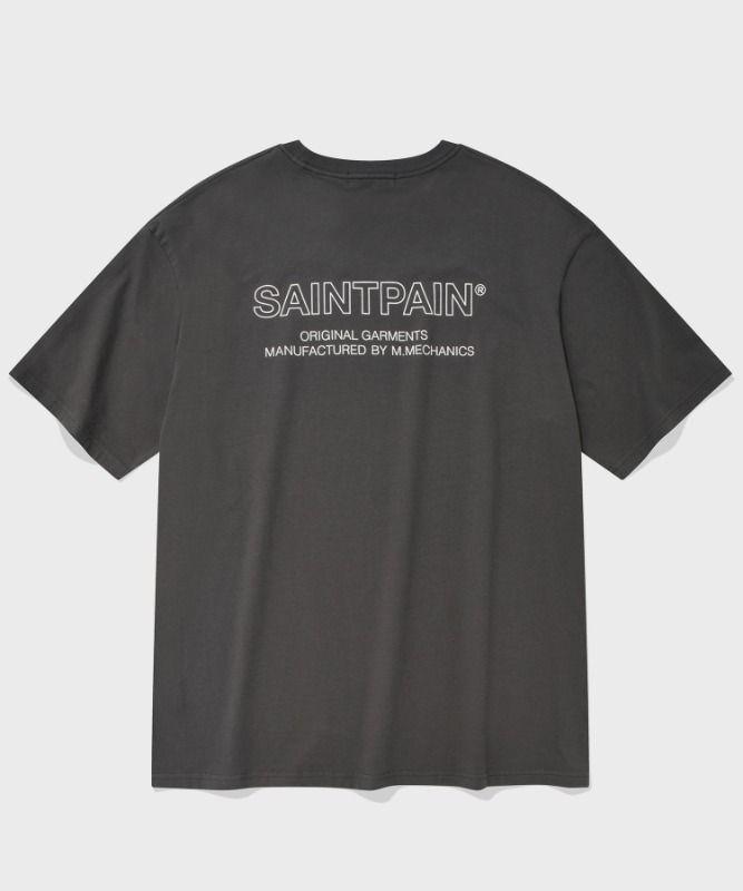 SP OUT LINE LOGO T-CHARCOAL