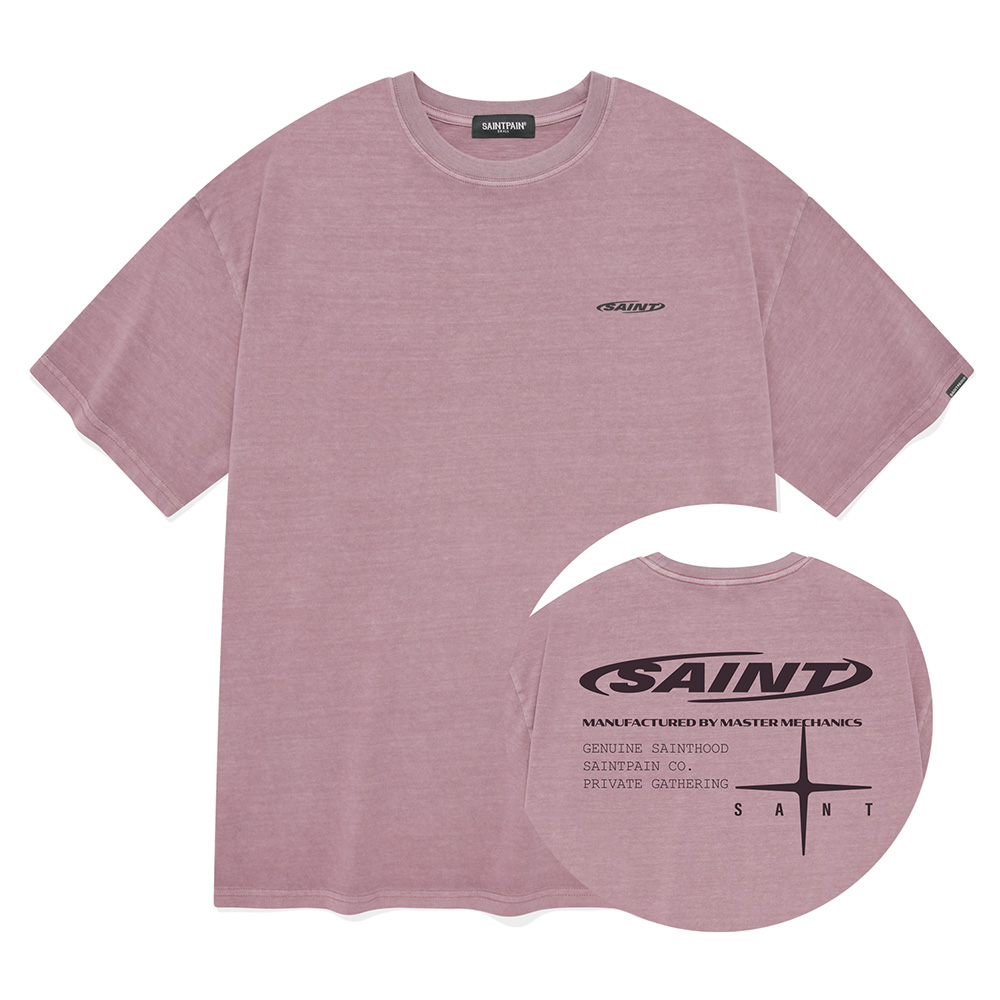 세인트페인 피그먼트 서클 세인트 티셔츠-핑크