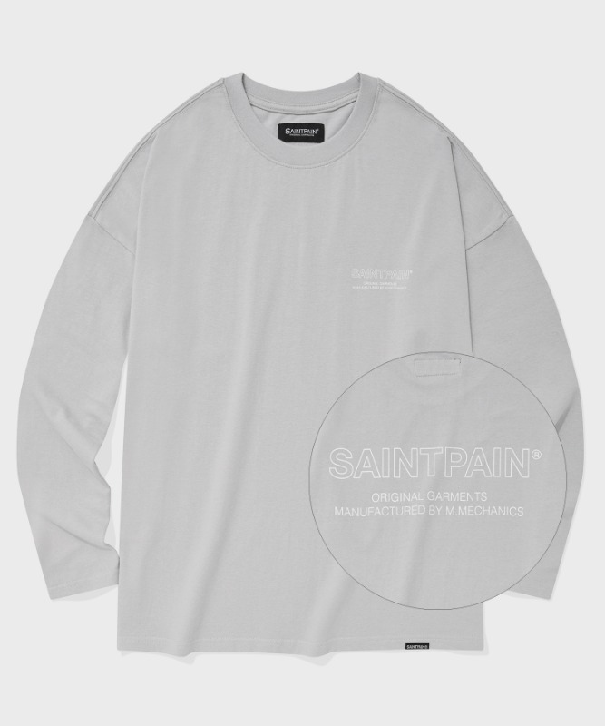 SP OVER FIT OUT LINE LOGO LONG SLEEVE-GRAY