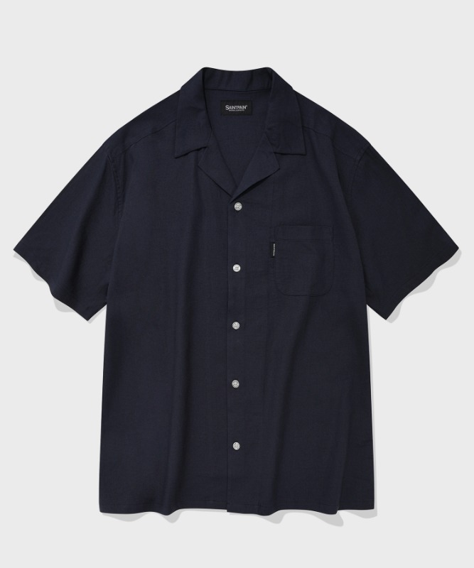 SP LOOSE FIT LINEN SHIRTS-NAVY