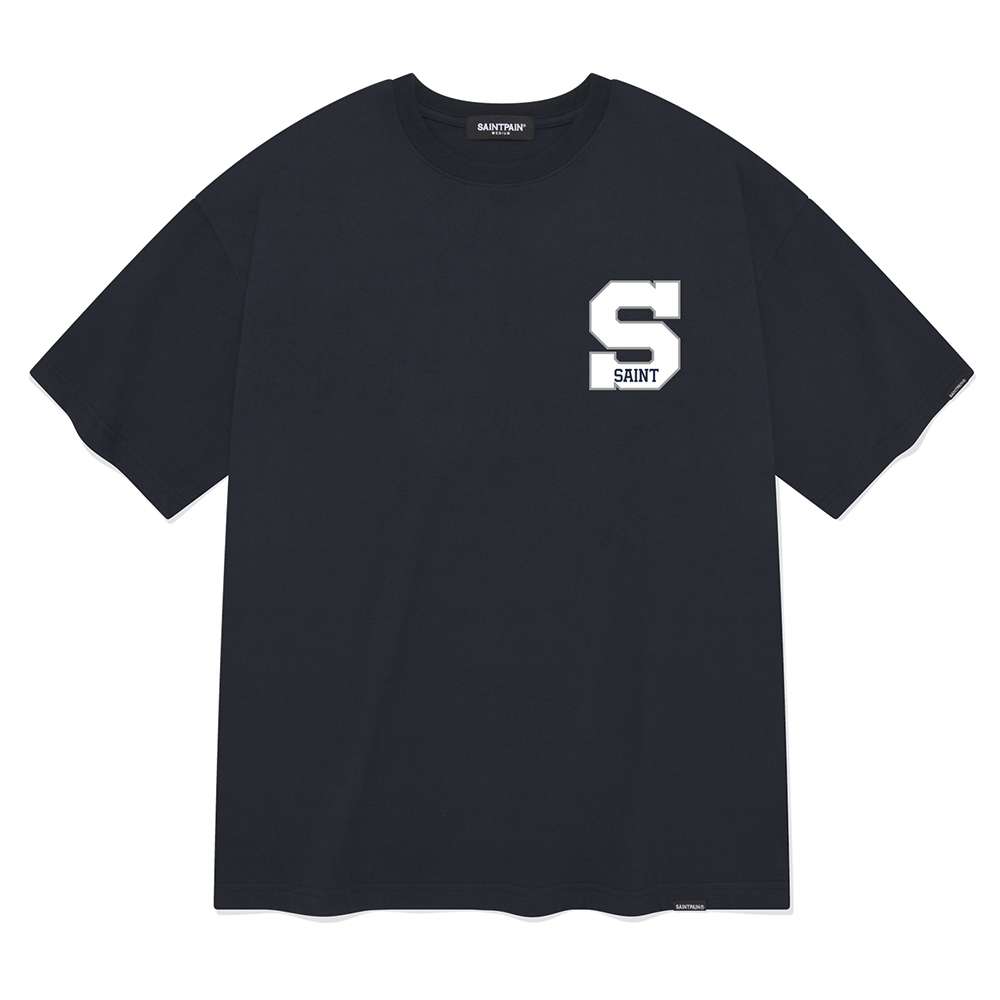 세인트페인 이니셜 반팔 티셔츠-네이비